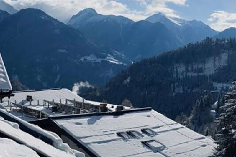 View of the snowy winter landscape of Serfaus