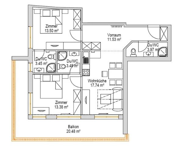 Floor plan of Apartment Type I